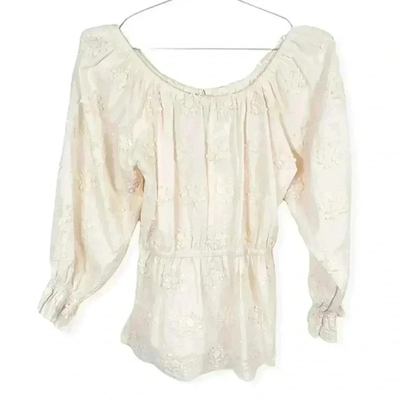 Mes Demoiselles Ivory Floral Embroidered Poplin Top - Picture 2 of 11